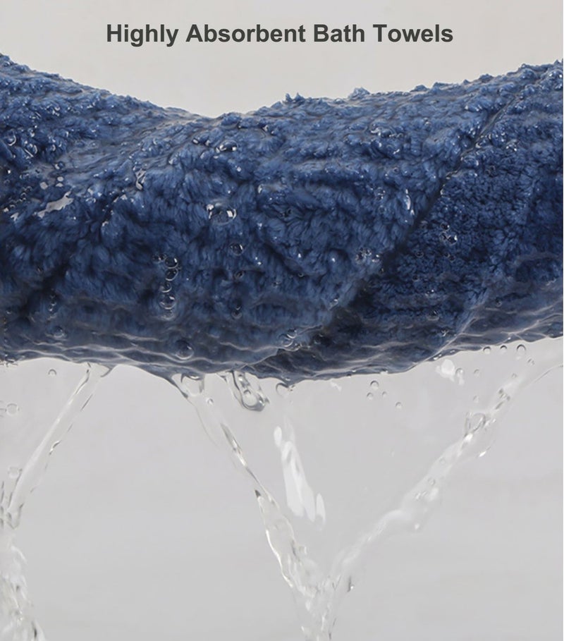 مناشف حمام من الألياف الدقيقة، 90 × 170 سم، مجموعة من 2، ناعمة جدًا، ماصة للغاية، تجف سريعًا، متعددة الاستخدامات (أزرق بحري ورمادي) - Image 5